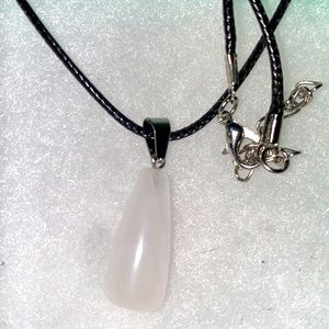 Boho Natural Quartz Crystal Black Cord Necklace 18-20”